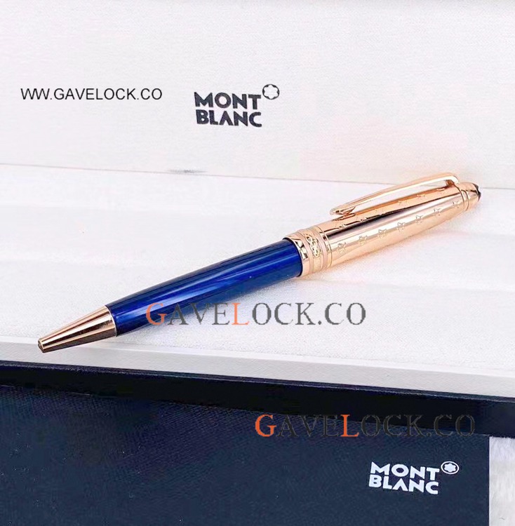 New! Copy Montblanc Le Petit Prince Ballpoint Pen Rose Gold And Blue
